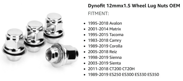 20PK Dynofit Lug Nuts fits selected toyota models - M12x1.5 - CHROME (model: FF-N015C) image 2