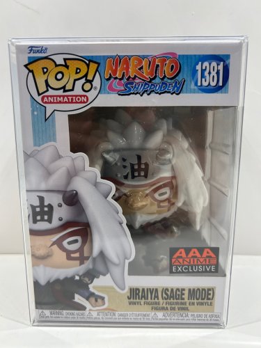 Funko pop! **aaa anime exclusive** Animation: Naruto shippuden - jiraiya (sage mode) vinyl figure (#1381) **plastic protector cover** image 2
