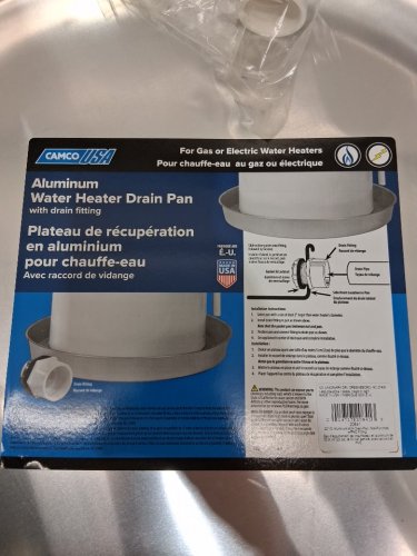 CAMCO ALUMINUM NON-PUNCHED WATER HEATER Drain Pan WITH DRAIN FITTING - 22" - STAINLESS STEEL (MODEL: 20841) image 4