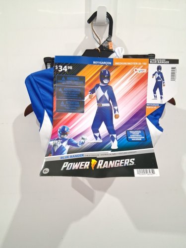 2PC BOYS DISGUISE POWER RANGERS JUMPSUIT COSTUME SET WITH CHARACTER MASK - MEDIUM (8-10) - BLUE image 2