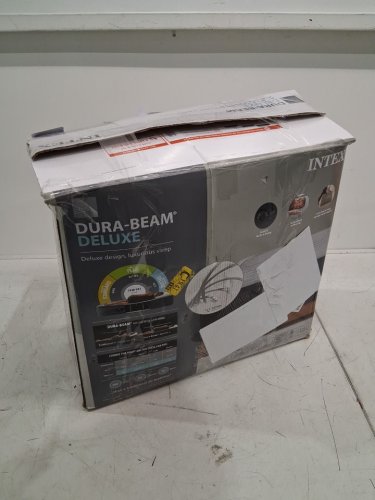 INTEX DURA-BEAM SERIES DELUXE COMFORT PLUSHFIBER-TECH INFLATABLE AIR MATTRESS WITH INTERNAL ELECTRIC PUMP - 18" - QUEEN - GREY (MODEL: AP619D/64413ED) image 2