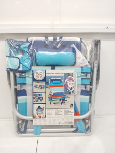 RIO BEACH BACKPACK BEACH CHAIR - 20" X 33" - ORANGE / BLUE (MODEL: 1952275) image 3