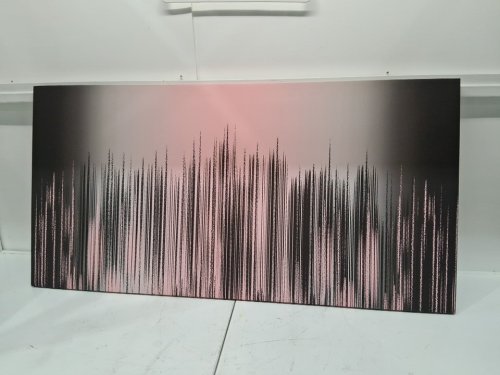 Contemporary abstract canvas panel painting- 24" x 48" - pink/black image 3