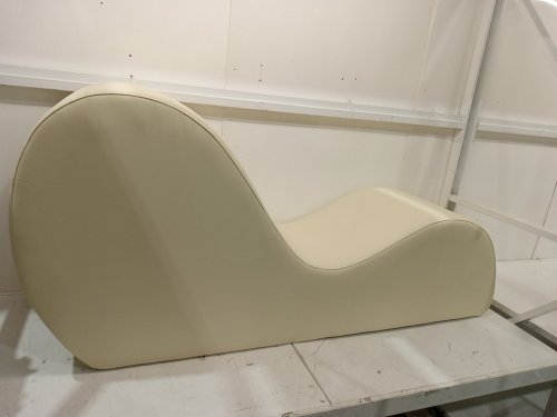upholstered faux leather chaise lounger for yoga - 62" x 17" - beige image 3