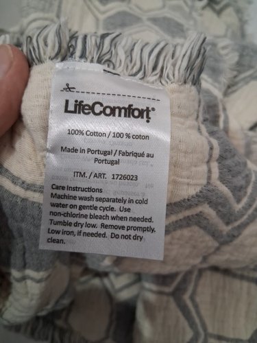 Life Comfort Reversible Cotton Throw - 50" X 64" - grey/white (model: 1726023) image 3