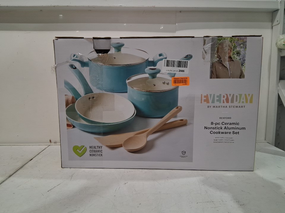 6pc Martha Stewart Everyday Rexford Aluminum Cookware Set - Blue (Model: 112902563) image 2
