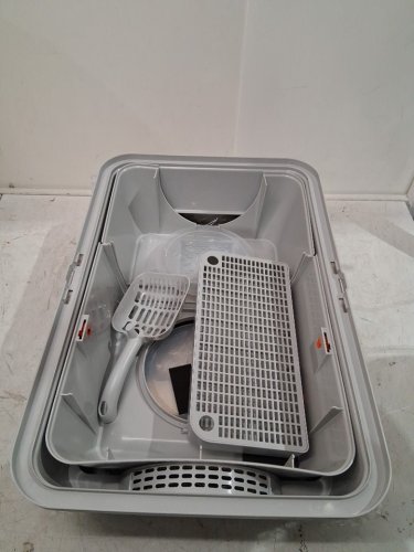 Garvee Large Stainless Steel 2 entry way Enclosed Cat Litter Box with Lid - 15" x 23" - stainless steel (Model: pps_334gvx7j) image 9