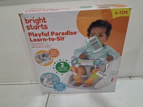 infant's bright starts playful paradise learn-to-sit floor seat - 4 to 12 months - grey (model: 12956) image 2