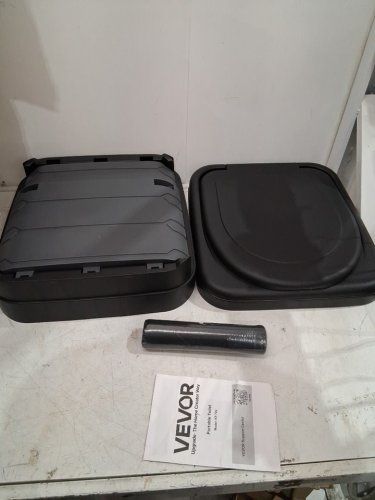 portable folding camping toilet - 330lbs max - grey/black (model: kz-702) image 3