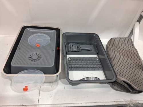 FOCKETY Stainless Steel Cat Litter Box with Lid - STAINLESS STEEL/ORANGE image 4