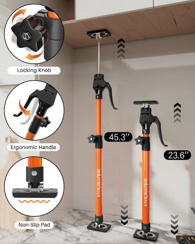 Holothurian Adjustable Cabinet Jack Support Pole - 23.6" - 45.3" - Orange (Model: JF-ZCG001B-1) image 2
