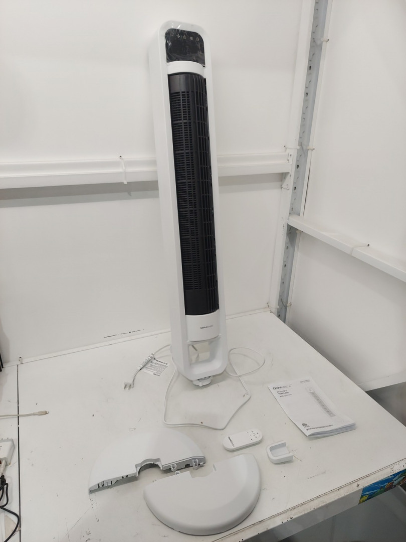 omnibreeze premium 38" oscillating tower fan with wifi CONTROL, 5-SPEEDS & REMOTE - white/BLACK (model: 5333021/dc2313r-g) image 3
