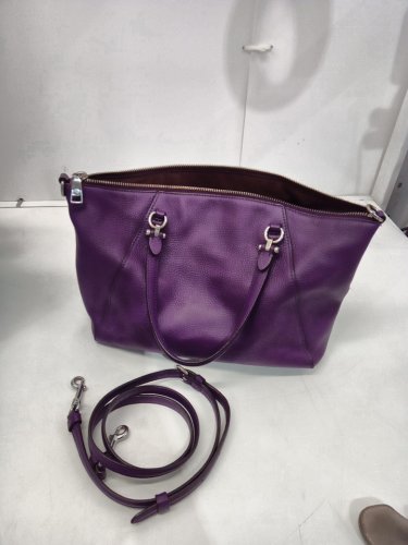 WOMENS COACH prairie pebbled leather satchel handbag - purple image 9