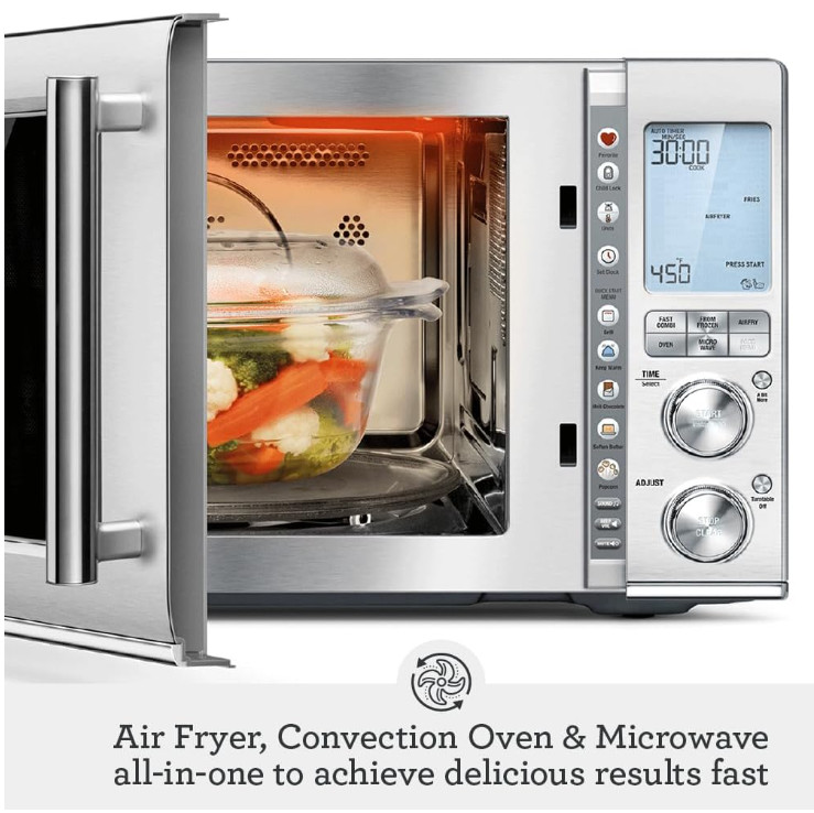 BREVILLE THE COMBI WAVE 3-IN-1 DIGITAL MICROWAVE AIR FRYER OVEN WITH SOFT-CLOSE DOOR & ELEMENT IQ - black (MODEL: bm0870) image 3