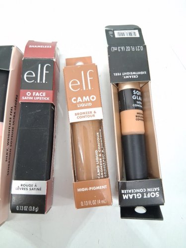 4 assorted elf makeup products - assorted  sizes, types and uses - primer / lipstick / bronzer & contour / concealer image 4