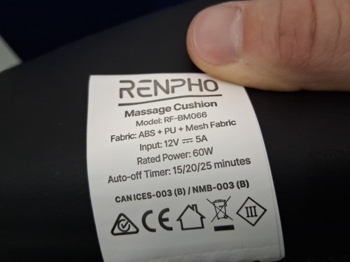 RENPHO ADJUSTABLE SHIATSU MASSAGE SEAT With HEAT, & REMOTE (MODEL: RF-BM066) image 5