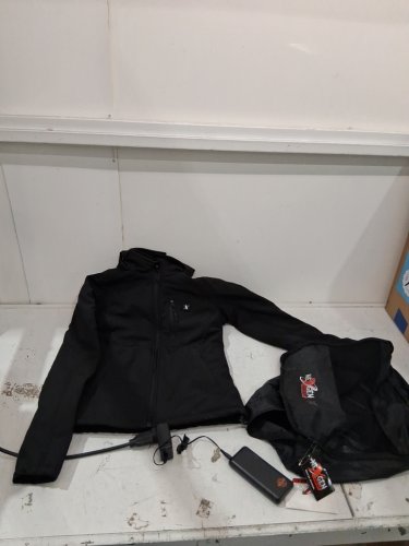 women's nexgen heat ruffled soft-shell heated hooded jacket, rechargeable 10,000 mah batterie -extra SMALL - BLACK image 4