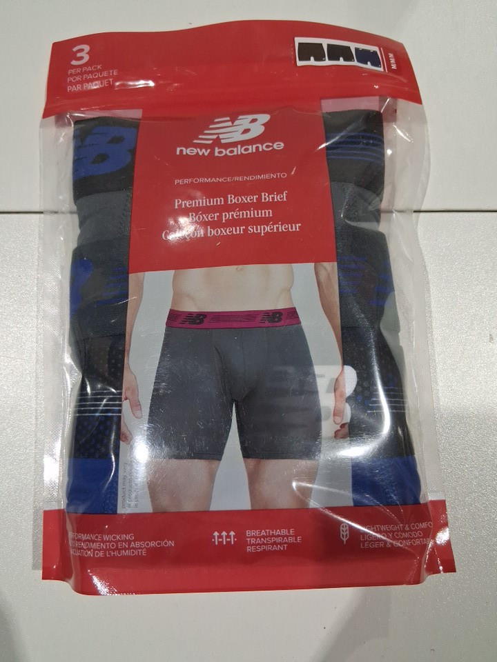3pk men's new balance premium performance wicking boxer brief - medium - assorted grey/blue - (style: nb3001-3) image 2