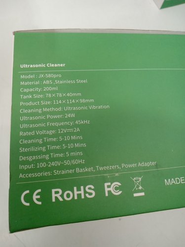 Ultrasonic UV Retainer / Mouthpiece Cleaner Machine - 200ml - 45khz - Black (Model: JX-580 PRO) image 4