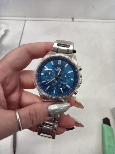 MENS CASIO quartz analog wrist watch - 40mm - blue dial/ stainless steel (model: EFV-650D-2A) image 4