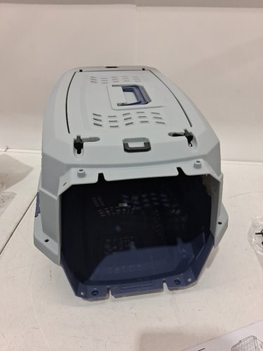 AMAZONBASICS TWO-DOOR TOP-LOAD HARD-SIDED PET TRAVEL KENNEL CARRIER CRATE FOR CATS OR DOGS - 23" x 15" x 13" - GREY/BLUE (MODEL:b00op6svjw) image 5