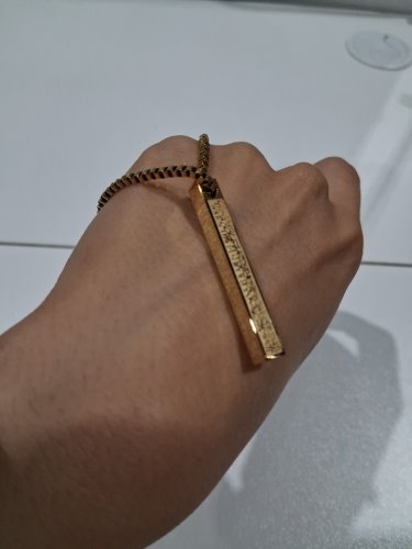 engraved ayatol kursi "آية الكرسي" bar pendant box chain necklace for protection - 20.5" - 22"/2 mm width adjustable chain/ 1.5" pendant - gold image 5
