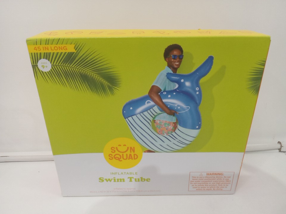 SUN squad inflatable swim tube - 45" x 42" - blue whale image 2