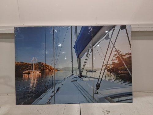 canvas wall art print deck of a sail boat on the water - 24" x 12" image 2