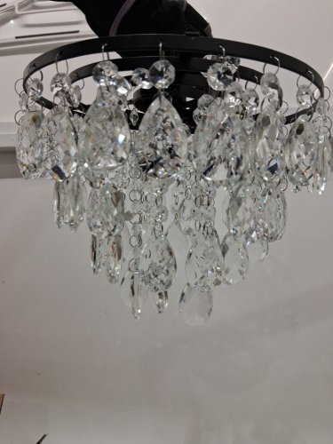 Modern Flush Mount Light Fixture Crystal Chandelier - 9.5" Diameter - Black image 4