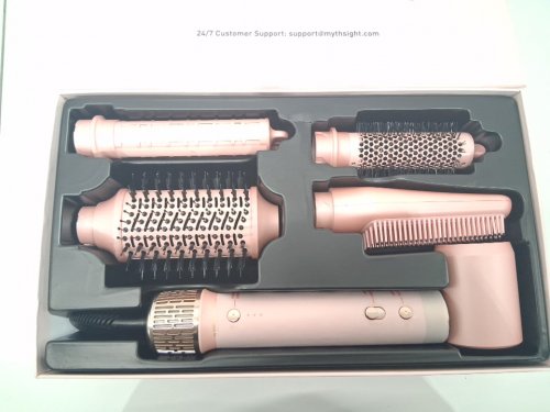 6PC Mythsight StyleVibe 6-in-1 Air Styler - Hair Dryer & Blow Dryer Brush with Auto Wrap Curl L/R, Fast Drying, Smooth Blowouts, Root-Lift  - PINK (MODEL: MF300) image 3