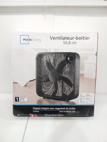 MAINSTAYS 3-SPEED STANDING BOX FAN - 20" - BLACK (MODEL: FB50-16HBCC) image 2