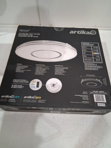 ARTIKA HORIZON DIMMABLE LED FLUSH MOUNT LIGHT - 1800 L -13" - CHROME FINISH WITH GOLD RING (MODEL: 1500227) image 2