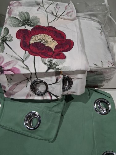 9pc REYLOX VINTAGE bedspread, pillowcase and curtain bedroom set - KING - FLORAL GREEN image 6