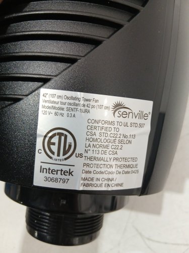 SENVILLE HEIGHT ADJUSTABLE OSCILLATING TOWER FAN WITH 3-SPEEDS and TIMER - UPTO 42" - BLACK (MODEL: SENTF-19JRA) image 10