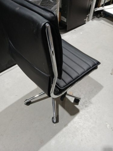 Office Star SPX Armless Mid Back Faux Leather Manager's Office Chair with Chrome Base - Black image 3