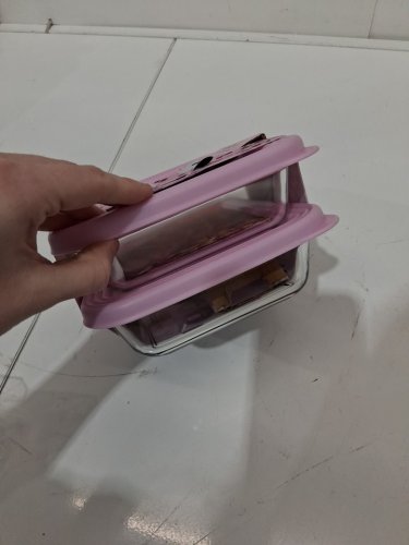 7PC ELLO glass lunch stack food storage containers - PINK image 3