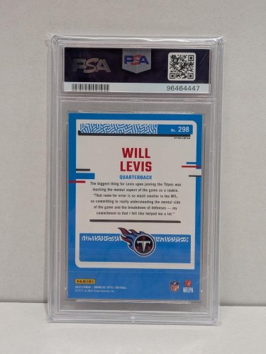 WILL LEVIS NFL TITANS ROOKIE CARD - PSA GRADED 9 MINT - 2023 DONRUSS OPTIC GREEN HYPER #298 image 3