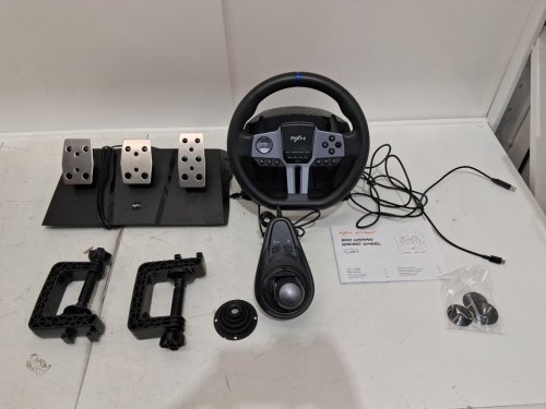 PXN V9 GEN2 PC STEERING WHEEL - USB CAR SIM CONTROLLER - 270/900 DEGREE RACE WHEEL WITH 3 PEDALS AND SHIFTER BUNDLE FOR PC, XBOX ONE, XBOX SERIES X/S, PS4, PS3 - BLACK (MODEL: V9 GEN2) image 4