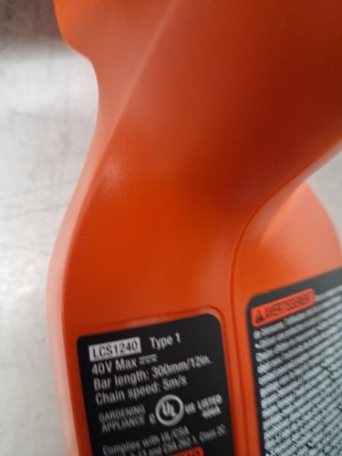 Black & Decker 40V MAX Cordless Lithium-Ion Chainsaw - 12" - Black/Orange - (MODEL: ‎LCS1240) image 5