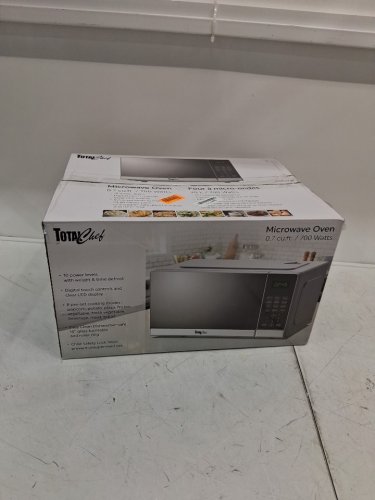 Total Chef Compact Countertop Microwave Oven - Digital Touchscreen Controls -One-Touch Push-Button Opening - Silver stainless steel (Model: TCM0-07-SS) image 2
