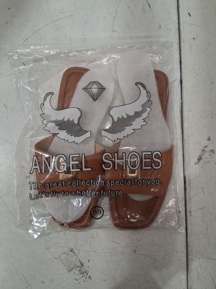 women's strap flat sandles - size 39 -  tan image 2