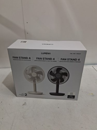 2PC LUMENA FAN STAND 4 CORDLESS DESK FANS - 4 SPEEDS, OSCILLATION - WHITE & NAVY BLUE (MODEL: 1796327) image 2