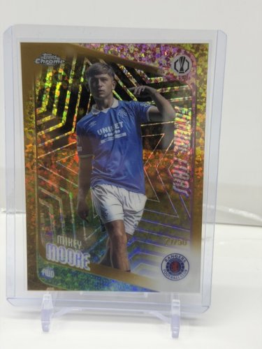 MIKEY MOORE LTD ED #27/50 - TOPPS CHROME FUTURE STARS RANGERS R.C GOLD REFRACTOR CARD (#56) image 2
