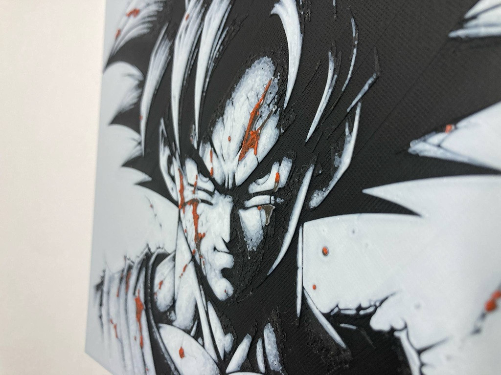 8"x8" 3D Printed - Goku - Dragon Ball- Textured Photo image 3