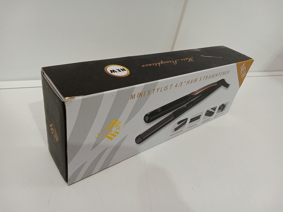 Jinri Professional Titanium Mini Flat Iron Hair Straightener - Max 410°F - 4/5" - Black / gold image 2