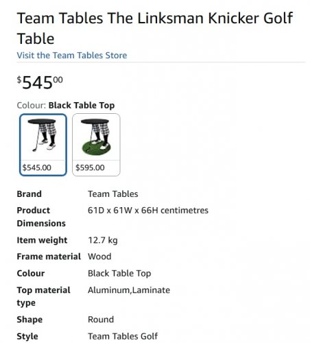Team Tables The Linksman Knicker Golf Round Table - 24" x 26" - Red/Black image 2