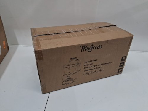 magiccos food processor with built in storage drawer & large feed chute- 7 speed & functions- 14 cups- stainless steel/black (model:fp408) image 3