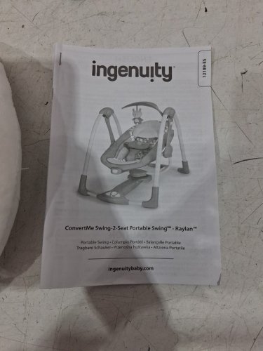 Ingenuity 2-in-1 convertme compact portable baby swing & seat with vibrations & nature sounds - battery powered - 20lbs max - raylan theme/grey (model: ‎12189) image 3