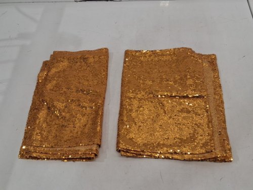 2Pk Gold Sequin Table Runner - 12" x 72", decorative Glitter Table Runner - gold image 3