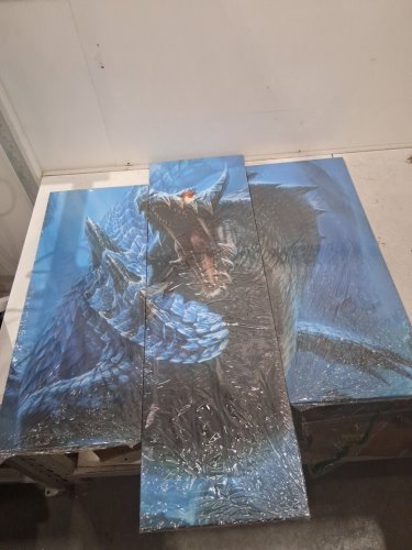 3 panel Blue Ocean Dragon Poster Fantasy Wall  Canvas - 39.5" x 11.7" / 29.5" x 11.7" - multicolor image 4